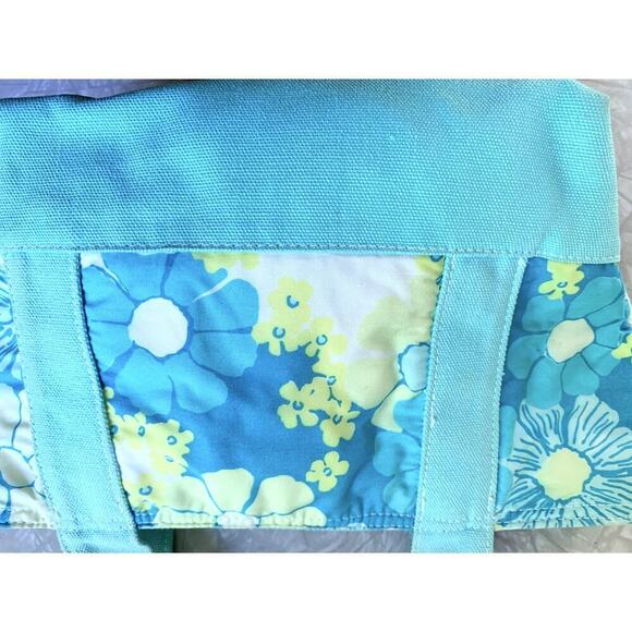 Adorable Vintage Lilly Pulitzer Mini Tote Blue Green Floral Fabric & Canvas - Picture 4 of 7
